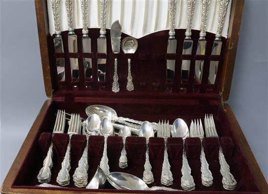 A Birks sterling silver part canteen of cutlery, 76oz gross